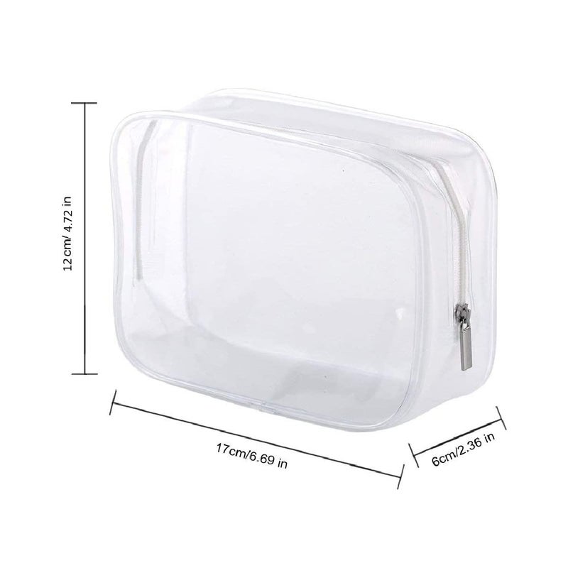 Homtable 5 Pack Clear Plastic Zippered Toiletry Carry Pouch TSA Approved Toiletry Bag Portable Cosmetic Makeup Bag for Vacation, Bathroom and Organizing (White, Small) - Image 2